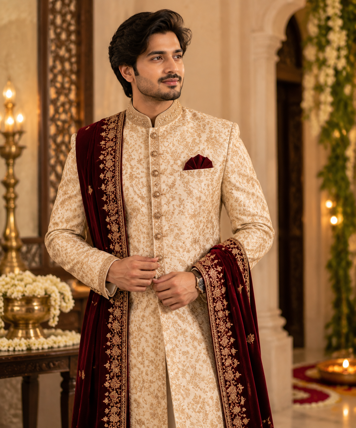 Sage Chanderi Straight Suit - Purbayani Closet
