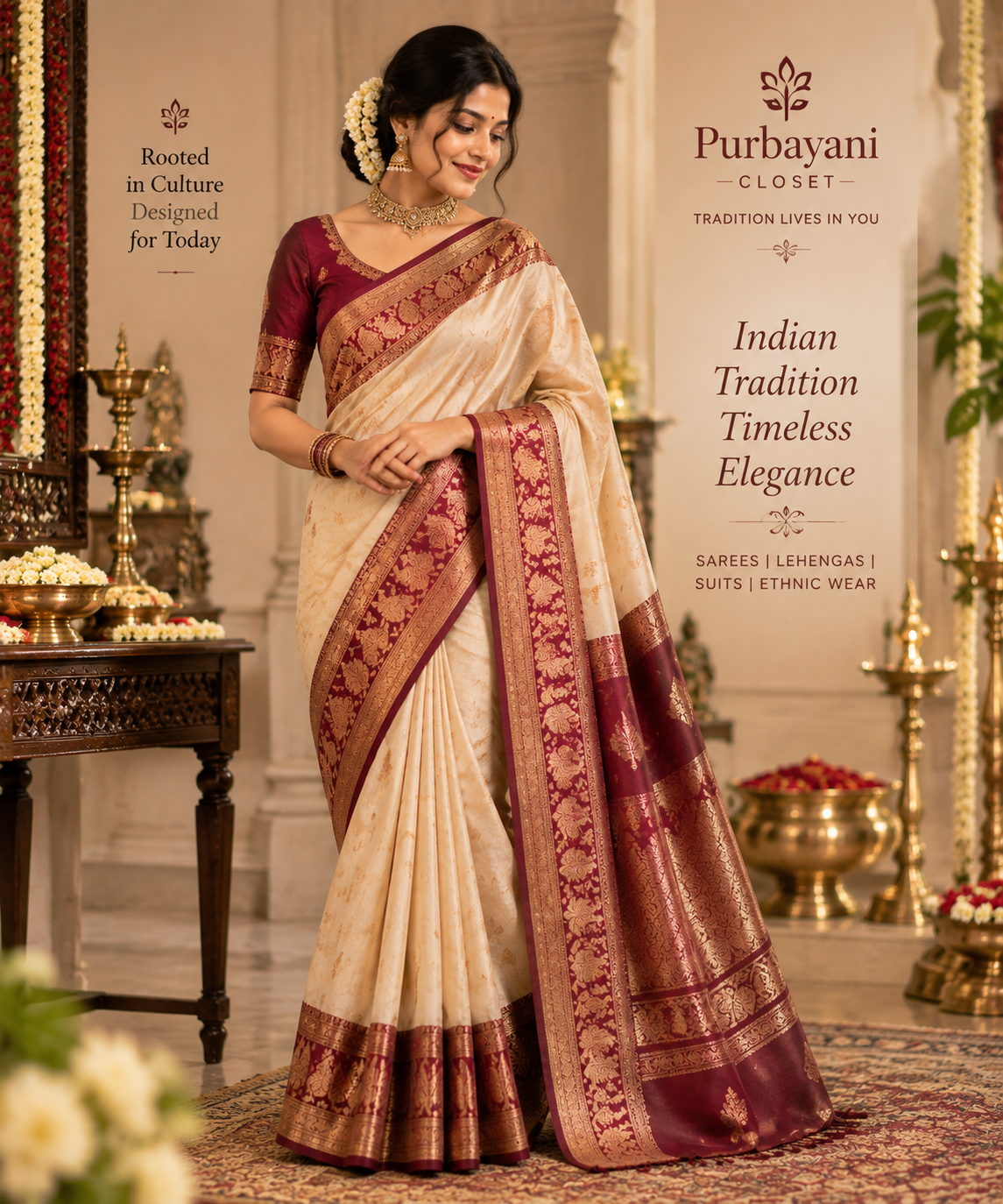 Maroon Silk Festive Gown - Purbayani Closet